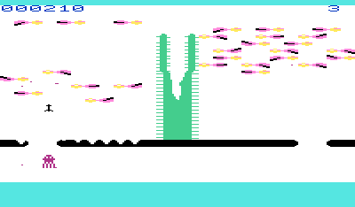 Kaktus (VIC-20) screenshot: Clearing the left side first.