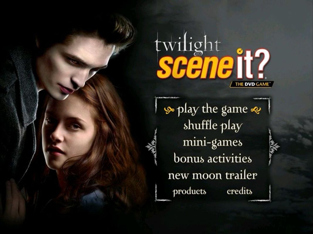 Scene It?: Twilight (DVD Player) screenshot: After the piracy warning and the Screen Life logo the game displays the main menu. Unlike other Scene It? games there is no Help or How To Play option