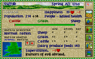 Lords of the Realm (DOS) screenshot: Seasonal Review