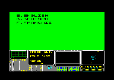 Tomahawk (Amstrad CPC) screenshot: Language selection