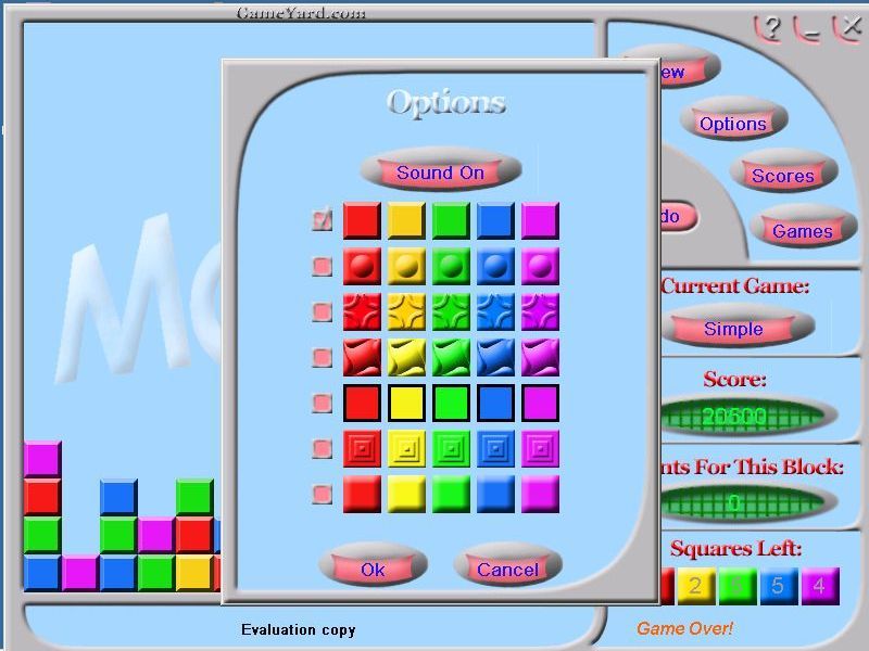 Mosaic (Windows) screenshot: These are the kinds of blocks that are avaiable