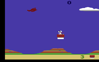 Snoopy and the Red Baron (Atari 2600) screenshot: The Red Baron has been spotted!