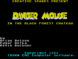Danger Mouse in the Black Forest Chateau (ZX Spectrum) screenshot: Title screen