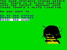Danger Mouse in the Black Forest Chateau (ZX Spectrum) screenshot: Found the entrance to a mine