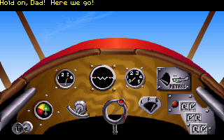 Indiana Jones and the Last Crusade: The Graphic Adventure (DOS) screenshot: At the controls of a bi-plane. (VGA)