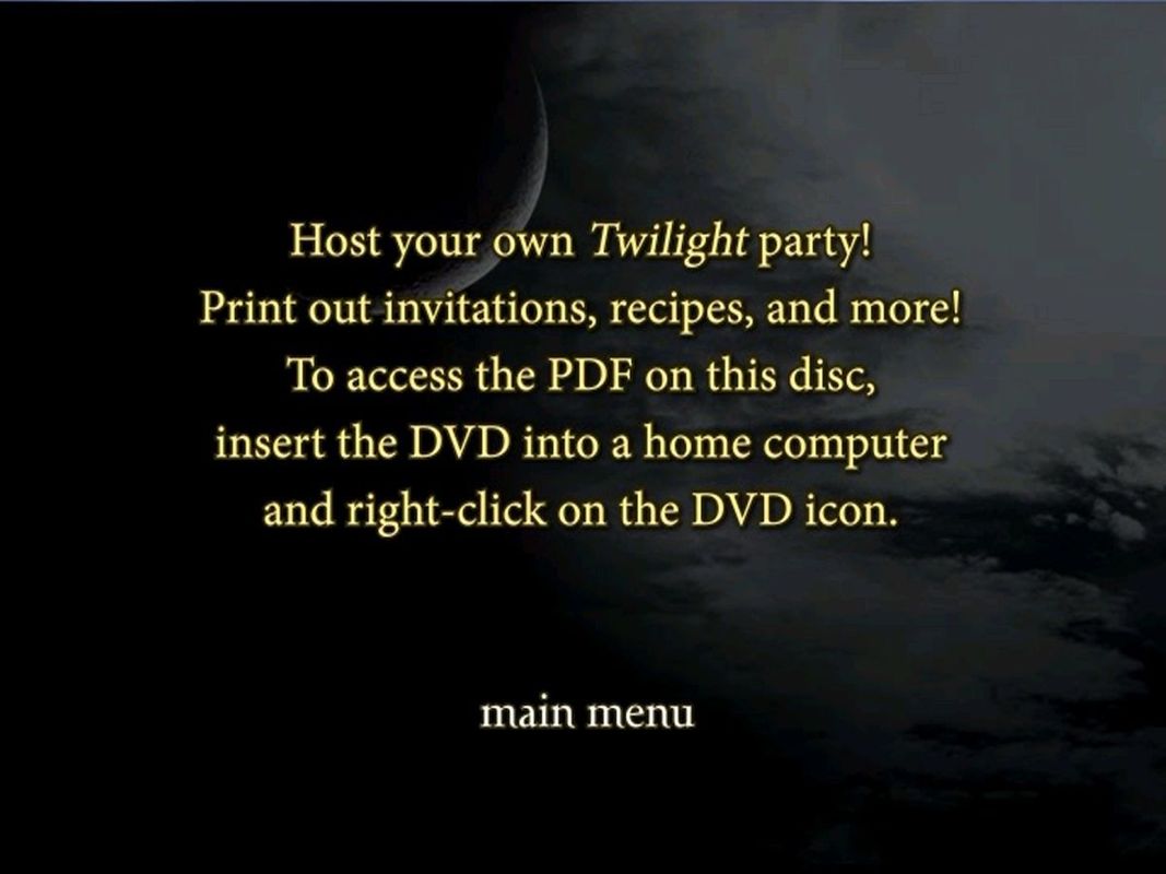 Scene It?: Twilight (DVD Player) screenshot: Bonus Content: The in-game instructions for the Twilight Party