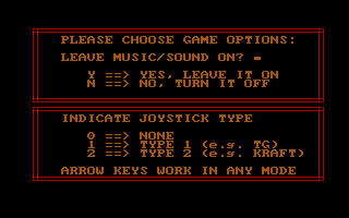 Fowl Play (DOS) screenshot: Configuration options.
