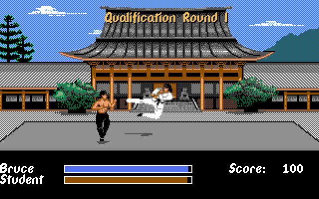 Bruce Lee Lives (DOS) screenshot: Bruce Lee vs. An Ambitious Student! (VGA)