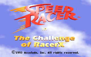 Speed Racer in The Challenge of Racer X (DOS) screenshot: Title screen
