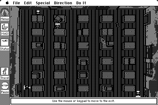 Manhunter 2: San Francisco (Macintosh) screenshot: Arcade sequence in the warehouse