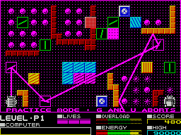 Deflektor (ZX Spectrum) screenshot: Practice screen 1