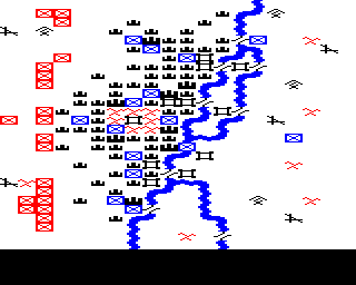 Confrontation (BBC Micro) screenshot: Stalingrad scenario - Units are moving