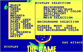 the Fourth Protocol (PC Booter) screenshot: It's possible to choose the displayed CGA colors (CGA/RGB)
