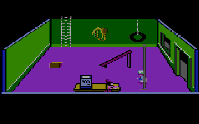 Donald Duck's Playground (PC Booter) screenshot: In this store, Goofy is the clerk. (CGA w/Composite Monitor)