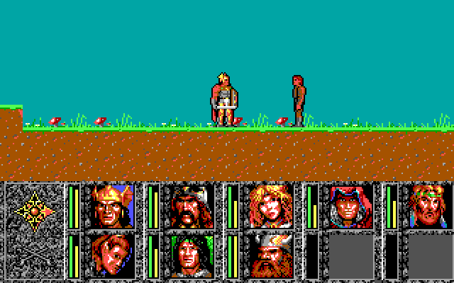 Dragons of Flame (DOS) screenshot: Meeting a friend (EGA/Tandy)