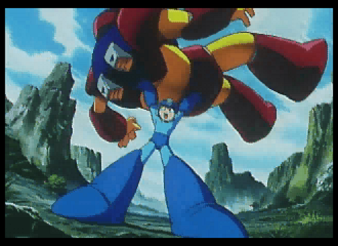 Mega Man 8: Anniversary Edition (SEGA Saturn) screenshot: ...and this too. But let's face it, Mega Man is kinda of a pansy.