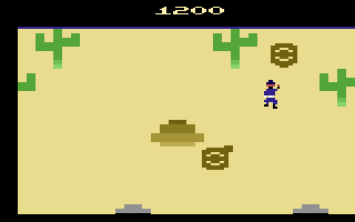 Front Line (Atari 2600) screenshot: There are many tanks in the desert regions