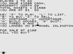 ZX81 Monopoly (ZX81) screenshot: Buy?