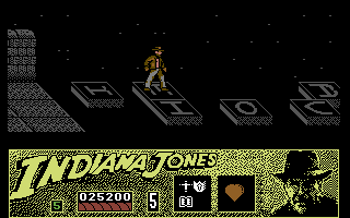 Indiana Jones and the Last Crusade: The Action Game (Commodore 64) screenshot: Spelling IEHOVA isn't that hard when there are no other letters to choose from