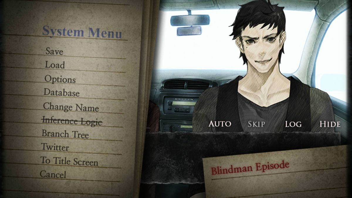 Urban Legend: Shin Hayarigami - Blindman (Android) screenshot: The System Menu.