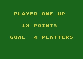 PlatterMania (Atari 8-bit) screenshot: Goal for level 1