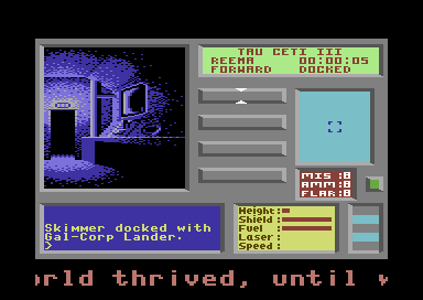 Tau Ceti: The Lost Star Colony (Commodore 64) screenshot: Ready to launch