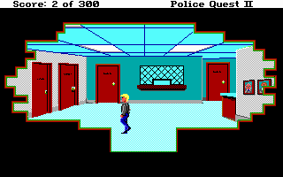 Police Quest 2: The Vengeance (DOS) screenshot: Inside Lytton police station