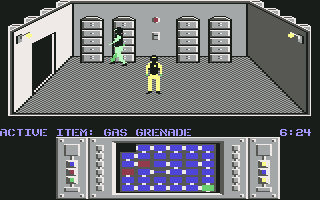 Infiltrator (Commodore 64) screenshot: Mission 1 - Security Door Control Room.