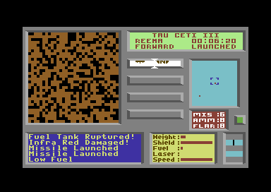 Tau Ceti: The Lost Star Colony (Commodore 64) screenshot: CRASH!