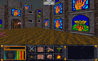 The Elder Scrolls: Arena (DOS) screenshot: Temples have cartoony design that doesn't really go that well with the rest of the textures