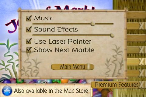 Jar of Marbles (iPhone) screenshot: Options