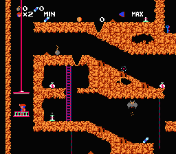 Spelunker (NES) screenshot: Riding deeper...