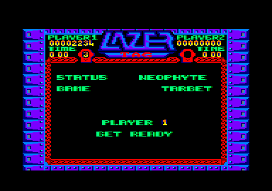 Lazer Tag (Amstrad CPC) screenshot: Starting the Target game as a Neophyte.