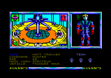 MASK Two Two (Amstrad CPC) screenshot: I chose Matt Trakker.