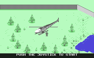 Infiltrator II (Commodore 64) screenshot: Mission 2 - Start of the second mission on the ground.