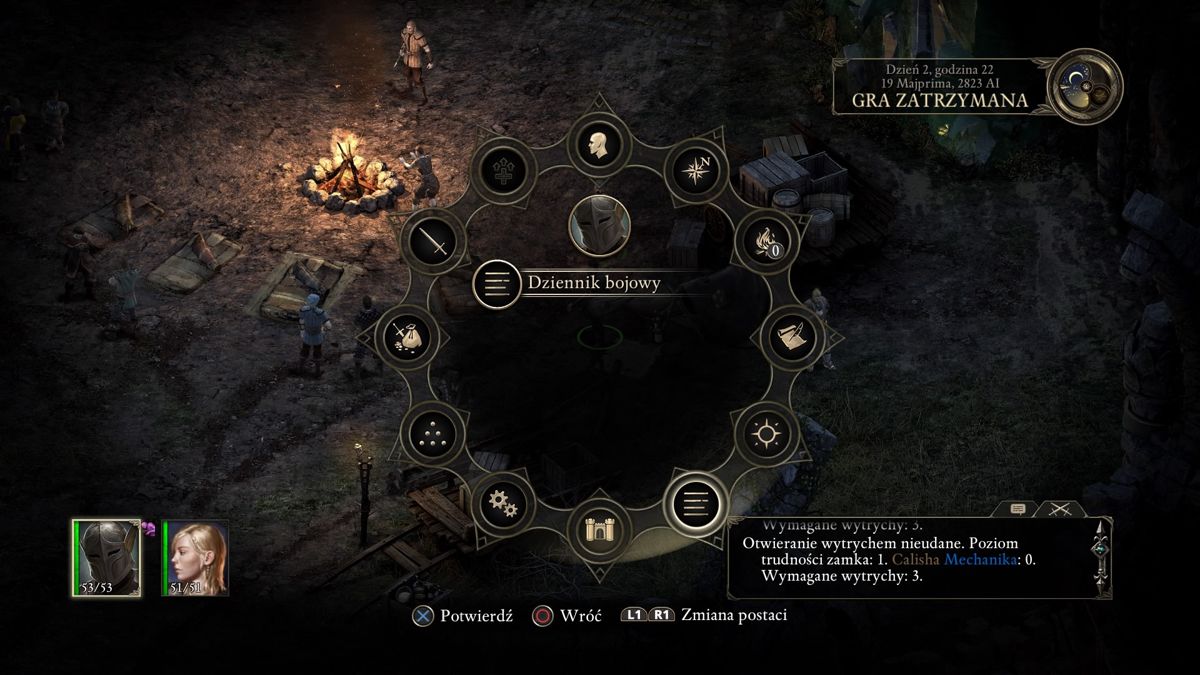 Pillars of Eternity: Complete Edition (PlayStation 4) screenshot: In game menu