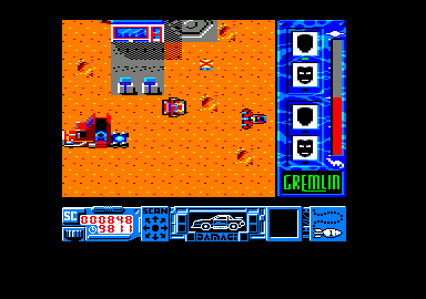 MASK (Amstrad CPC) screenshot: There is our tractor-trailer, Rhino. The newer enemy on the right is tougher.