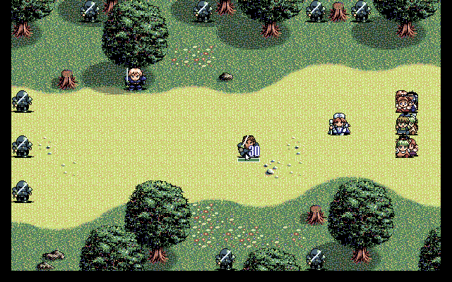 Nana Eiyū Monogatari II (PC-98) screenshot: Protect these kids!..