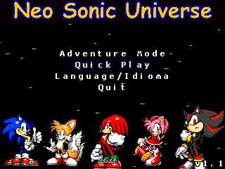 Neo Sonic Universe (Windows) screenshot: Title and menu screen