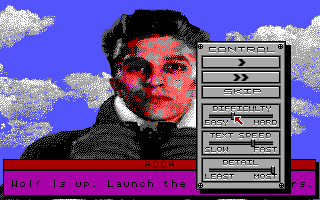 David Wolf: Secret Agent (DOS) screenshot: Using the "vcr" interface to adjust game options