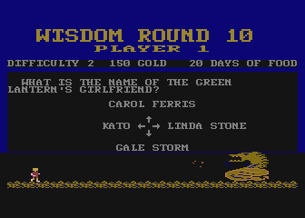 Trivia Quest (Atari 8-bit) screenshot: Question for comic fans