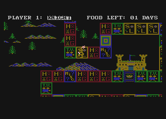 Trivia Quest (Atari 8-bit) screenshot: Knight moving on the board