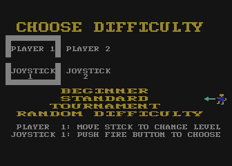 Trivia Quest (Atari 8-bit) screenshot: Difficulty selection