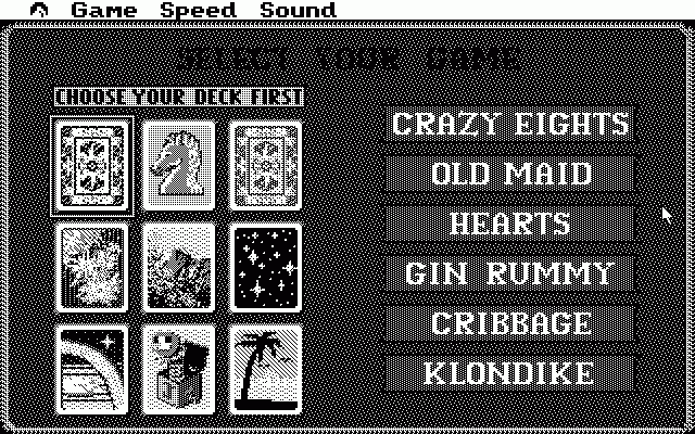 Hoyle: Official Book of Games - Volume 1 (Atari ST) screenshot: Game selection (high resolution)