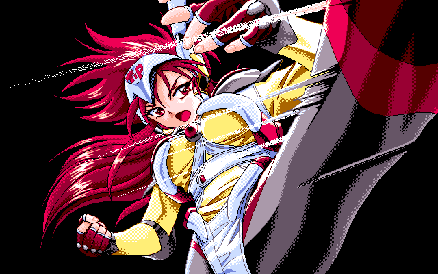 Jikū Sōsakan Pretty Angel: Misty Flash (PC-98) screenshot: What a kick!..