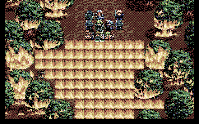 Nana Eiyū Monogatari II (PC-98) screenshot: Escape the constantly moving fire!