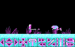 Barbarian (DOS) screenshot: A monster attacks. (CGA)