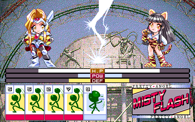 Jikū Sōsakan Pretty Angel: Misty Flash (PC-98) screenshot: Battle begins!