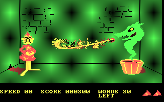 Wizard of Id's WizType (DOS) screenshot: My opponent won this time. (CGA w/RGB Monitor)
