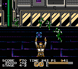 Vice: Project Doom (NES) screenshot: Rail-shooting: shoot enemies...